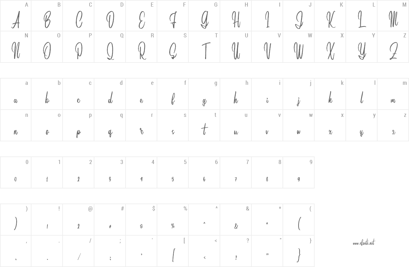 Font Yustin Script preview